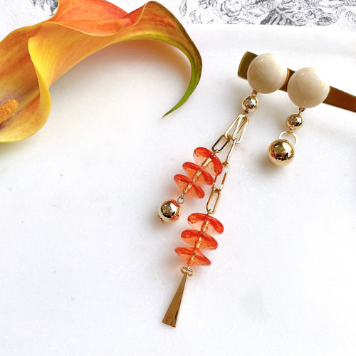 個性的な夏コーデを⭐︎タンジェリンオレンジとアイボリーのロング