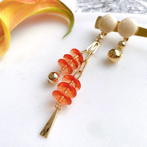 個性的な夏コーデを⭐︎タンジェリンオレンジとアイボリーのロング