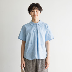 甘すぎない、大人め印象のブラウス　コットンリネンシャツ　半袖　240612-1 3枚目の画像