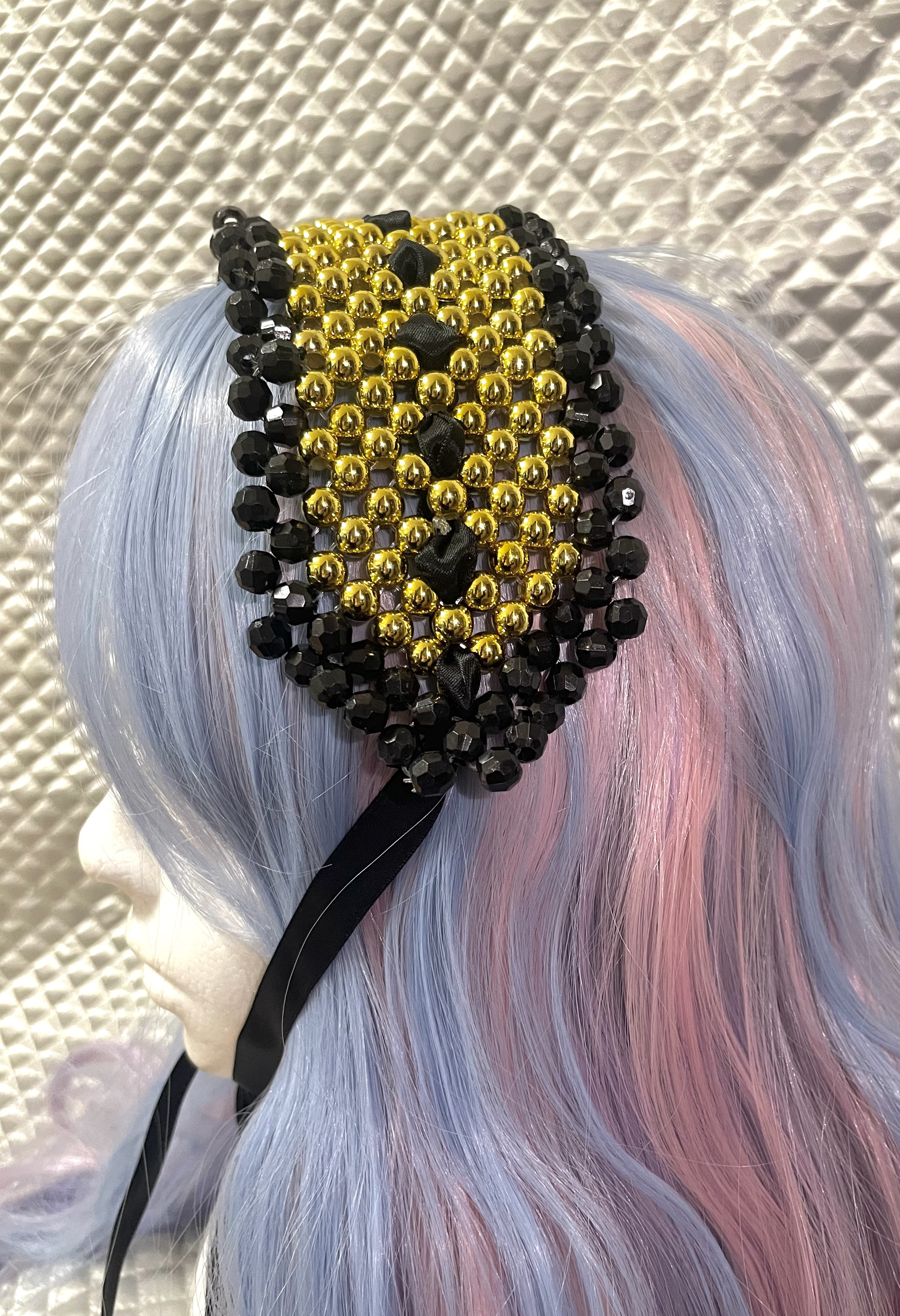 金黒ビーズのヘッドドレス セール中
