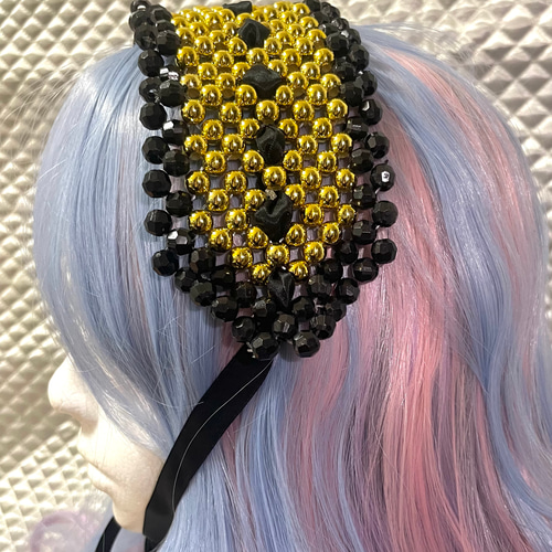 金黒ビーズのヘッドドレス セール中 ヘッドドレス（アクセサリー