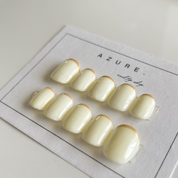 シンプルネイルクリームネイルブラウンネイルぷっくりネイルツヤネイルフレンチネイルネイルチップナチュラル短め長め振袖春秋冬 2枚目の画像