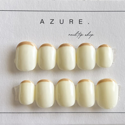 シンプルネイルクリームネイルブラウンネイルぷっくりネイルツヤネイルフレンチネイルネイルチップナチュラル短め長め振袖春秋冬 3枚目の画像