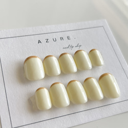 シンプルネイルクリームネイルブラウンネイルぷっくりネイルツヤネイルフレンチネイルネイルチップナチュラル短め長め振袖春秋冬 1枚目の画像