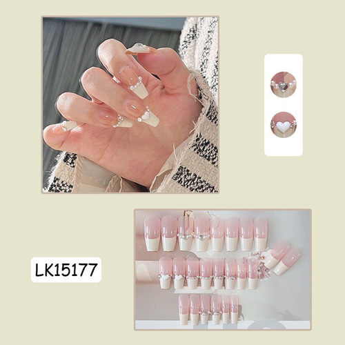 ネイルチップ 韓国 ワンホン ピンク キラキラ ガラスフレンチ 量産型 #8 ネイルチップ 韓国 ワンホン ピンク キラキラ ガラスフレンチ