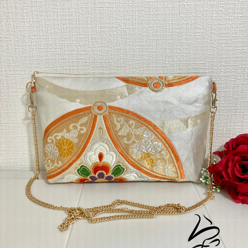 kimono】帯リメイク 丸に七宝 クラッチバッグ クラッチバッグ ら