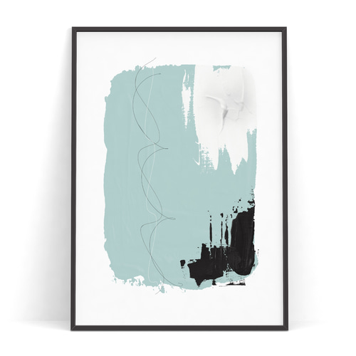 北欧 アートポスター【アートペイント67】 抽象画 北欧ポスター ミント