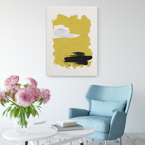 北欧 アートポスター【アートペイント68】 抽象画 北欧ポスター ミモザ