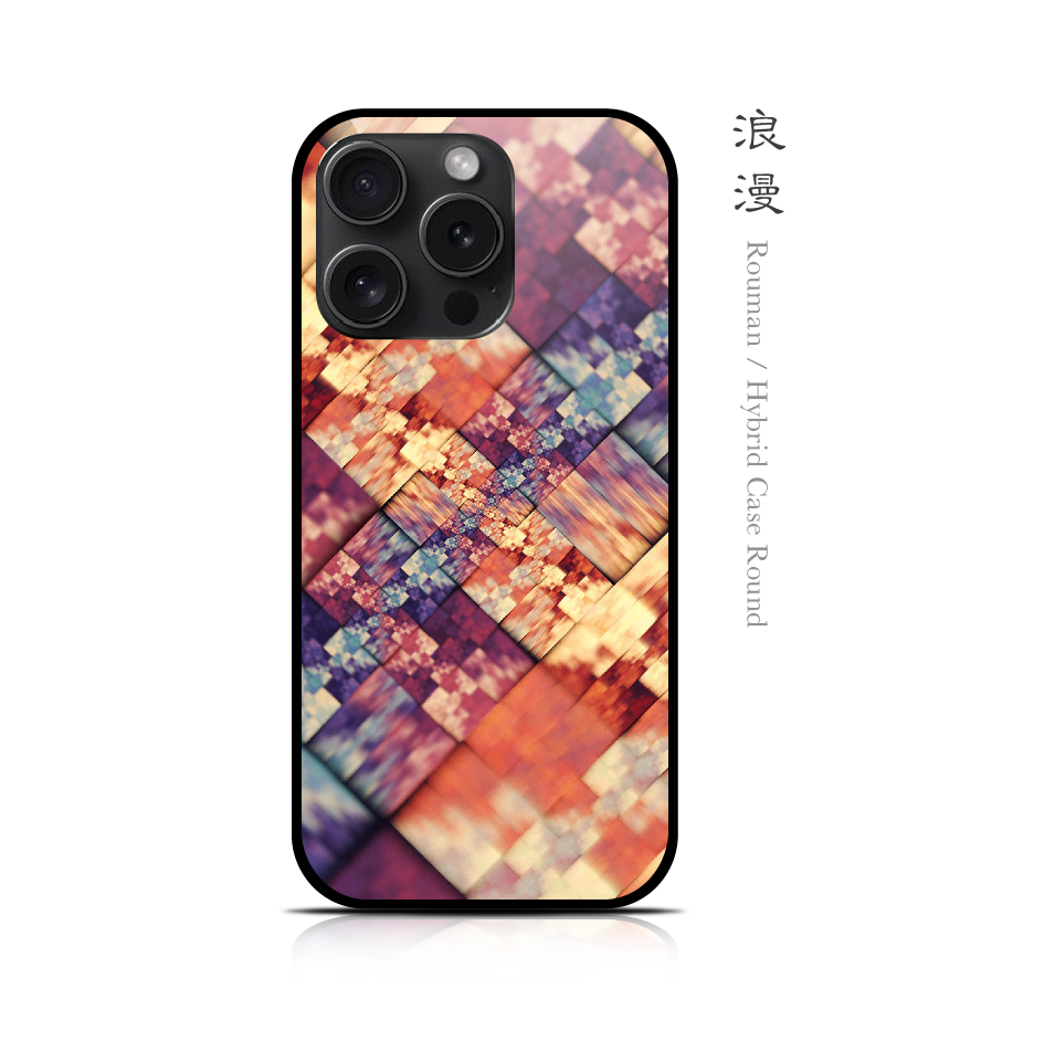 浪漫 - 和風 角丸型 強化ガラスiPhoneケース【和柄/スマホケース/スマホカバー/携帯ケース】