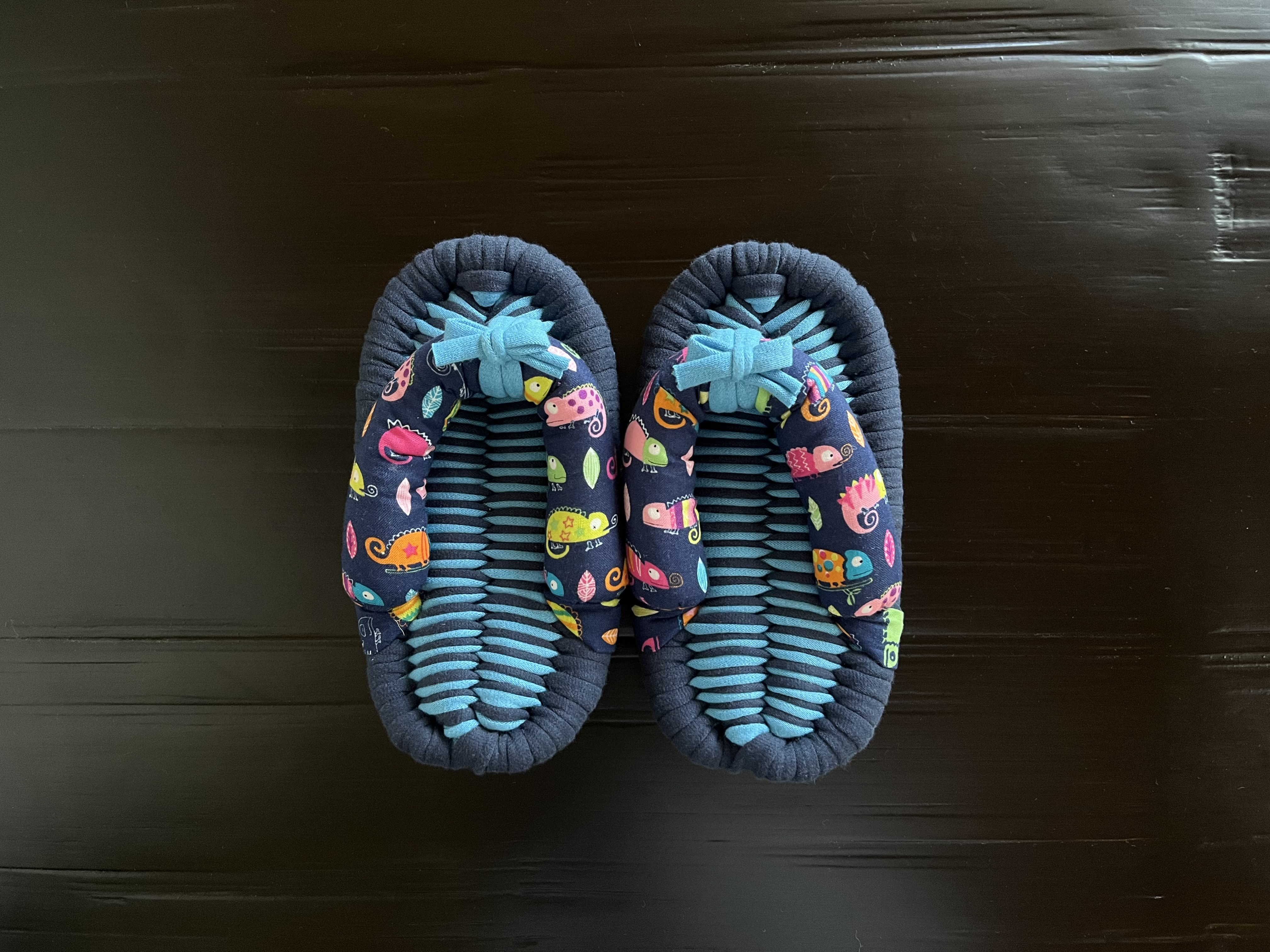 【リボンを外せば男の子にも】17cm キッズ用 ふちどりデザイン 布ぞうり ネイビー【No.270】        Ω