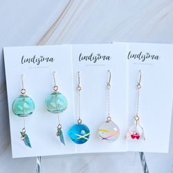 【ひんやりセット2025】人気の風鈴&水風船の耳飾りセット　金魚すくい付き　数量限定 2枚目の画像