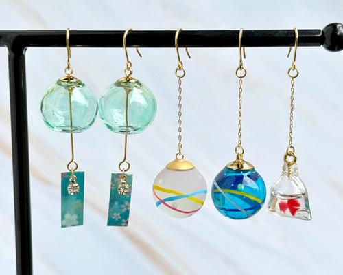 ひんやりセット2025】人気の風鈴&水風船の耳飾りセット 金魚すくい付き