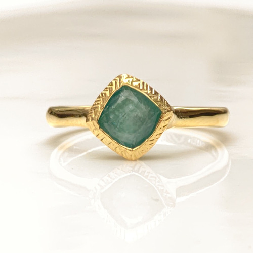 青緑色が美しいグランディディエライトK10粒々ミル打ちシルバーリング10号 グランディディエライト第1弾 ラウンドリング 指輪 レディース