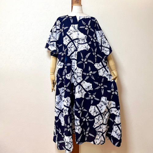 有松絞り 着物スリーブ フリーワンピース 着物リメイク ワンピース  