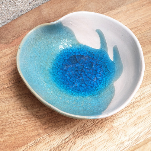 ハート深めの小皿【蒼い湖】笠間信楽 ペルシャブルー 小皿 MuDDyPlay
