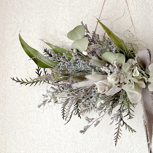 ミモザ横長スワッグ スワッグドライフラワーバースデーフォト