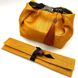 樹脂ハンドル 紺と金 帯リメイク トートバッグ A4 通勤 和装 浴衣