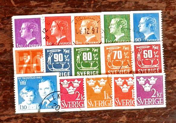 Vintageスウェーデン古切手セット 15枚【Sweden】DA-STE020 1枚目の画像