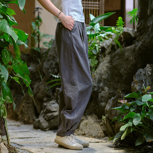 綿麻素材女性用パンツ・夏・カジュアル・快適な履き心地6137-3