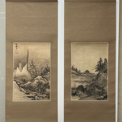 【真作】渡辺石華/秋冬山水図/対幅/京山水図/掛軸/名家伝来/AD-754 000000004465_wIH6gkv.jpg