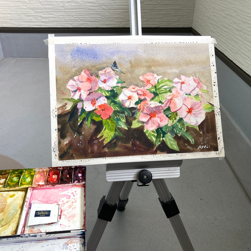 水彩画】原画「 ニチニチソウ」F4：242×332 mm #花 #flower
