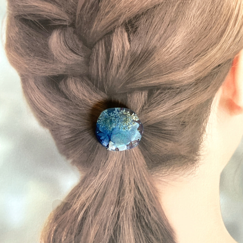 紫陽花てまりてまり 水中の青い花＊ヘアゴム ヘアゴム Milky Way  