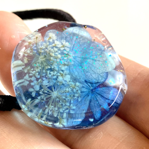 紫陽花てまりてまり 水中の青い花＊ヘアゴム ヘアゴム Milky Way  