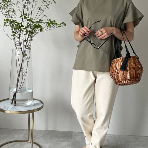 どんぐり様カーキフリル 予約販売】Forest Basket 4.0 三段フリルスカート リボンのヘアアクセ