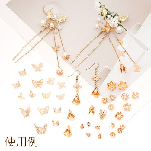 M13495 60個 メタルフラワーパーツ 五弁花 ビーズキャップ 花座