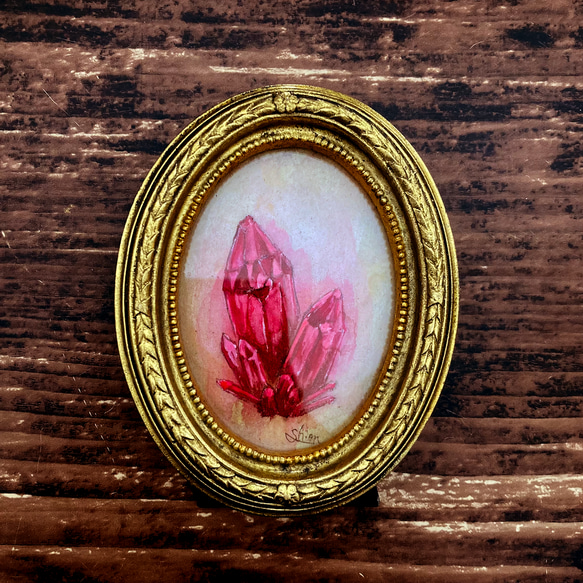 鉱石標本 -ルビー /原画 アンティーク インテリアアート 日本画 絵