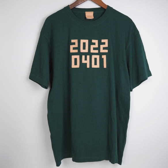 【 数字8桁オーダー 】レザーパッチ Tシャツ（5色）本革 メンズ レディース 4枚目の画像