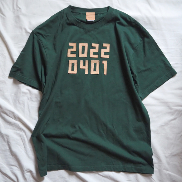 【 数字8桁オーダー 】レザーパッチ Tシャツ（5色）本革 メンズ レディース 3枚目の画像