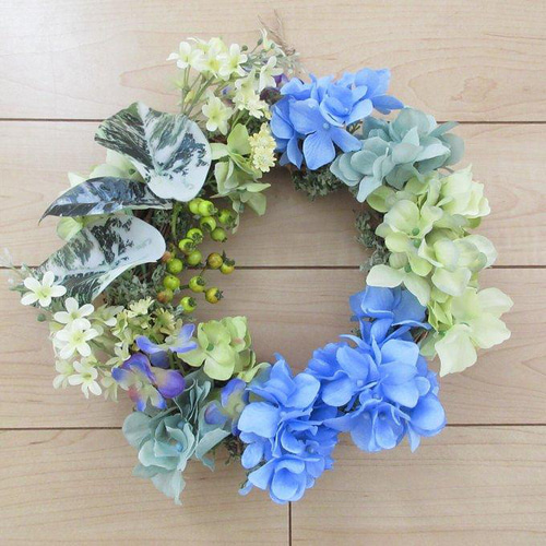 紫陽花と小花のリース / アーティフィシャル（造花） リース  