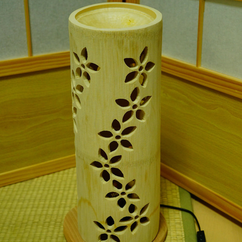 ◆全面彫・極太竹◆竹灯り・竹あかり・竹灯籠　 ～～ 癒しの灯り　★花づくし★～～ ◇全面彫・極太竹◇竹灯り・竹あかり・竹灯籠 ～～ 癒しの灯り