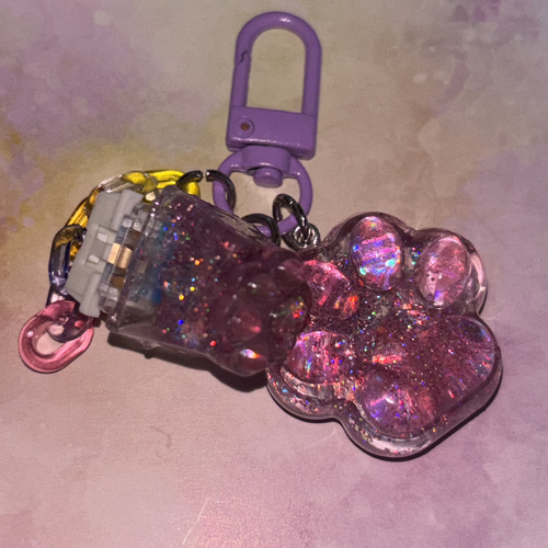 ねこねこ無限キーボードキーホルダー パープルピンク その他携帯