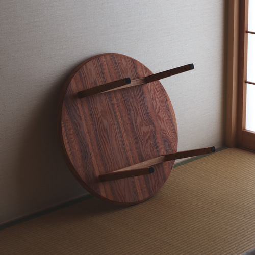 柿渋仕上げの丸テーブル タモ材 ちゃぶ台 ローテーブル 和風 無垢材