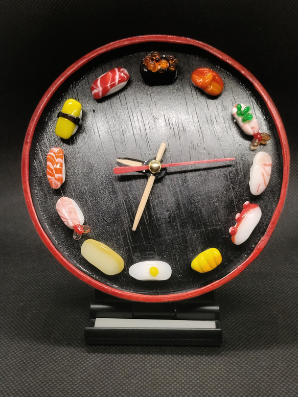 手作ガラスアート Susi時計 インテリア 置時計 ミニチュアフード
