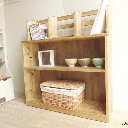 サイズ、デザインオーダー可！○幅広デザインラックナチュラルブラウン