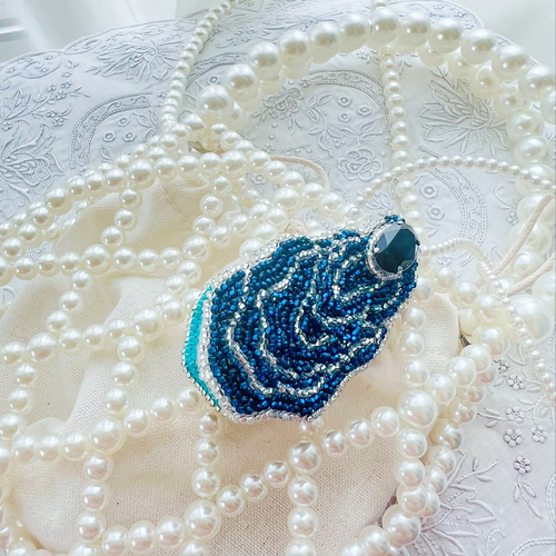 人魚の貝殻バッグ♡パールビーズバッグ/牡蠣刺繍チャーム/淡水
