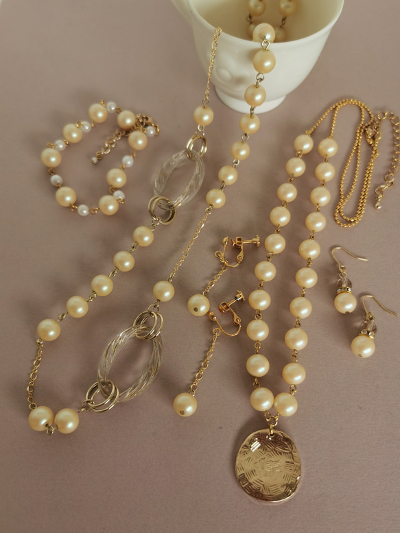 アクセサリー5点セット パール イヤリング ピアス ネックレス  