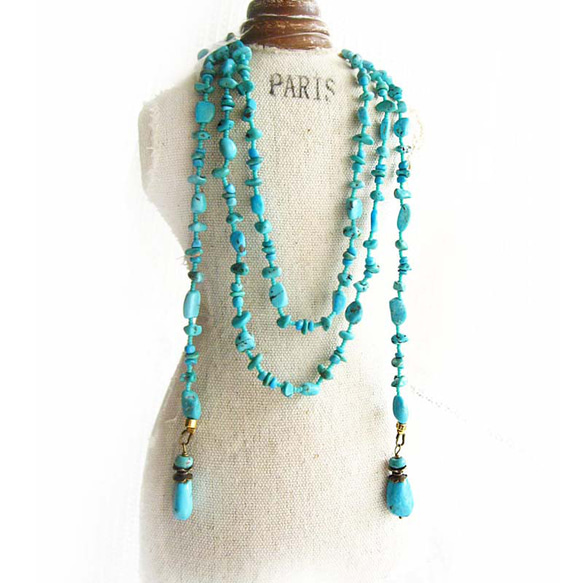 ターゴイスブルー 天然石 ブレスレット ネックレス 天然 ターコイズ ブルー ビーズ ラリエット ネックレス ブレスレット