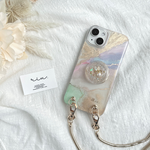 人魚 マーメイド アルコールインクアート ニュアンスiPhoneケース