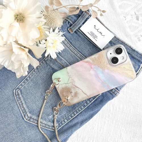 人魚 マーメイド アルコールインクアート ニュアンスiPhoneケース