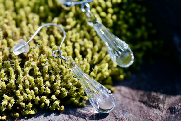 【ﾋﾟｱｽ】DEW DROP -朝露の蕾 morning dew bud-（両耳）【ｻｰｼﾞｶﾙｽﾃﾝﾚｽ】【受注生産】 5枚目の画像