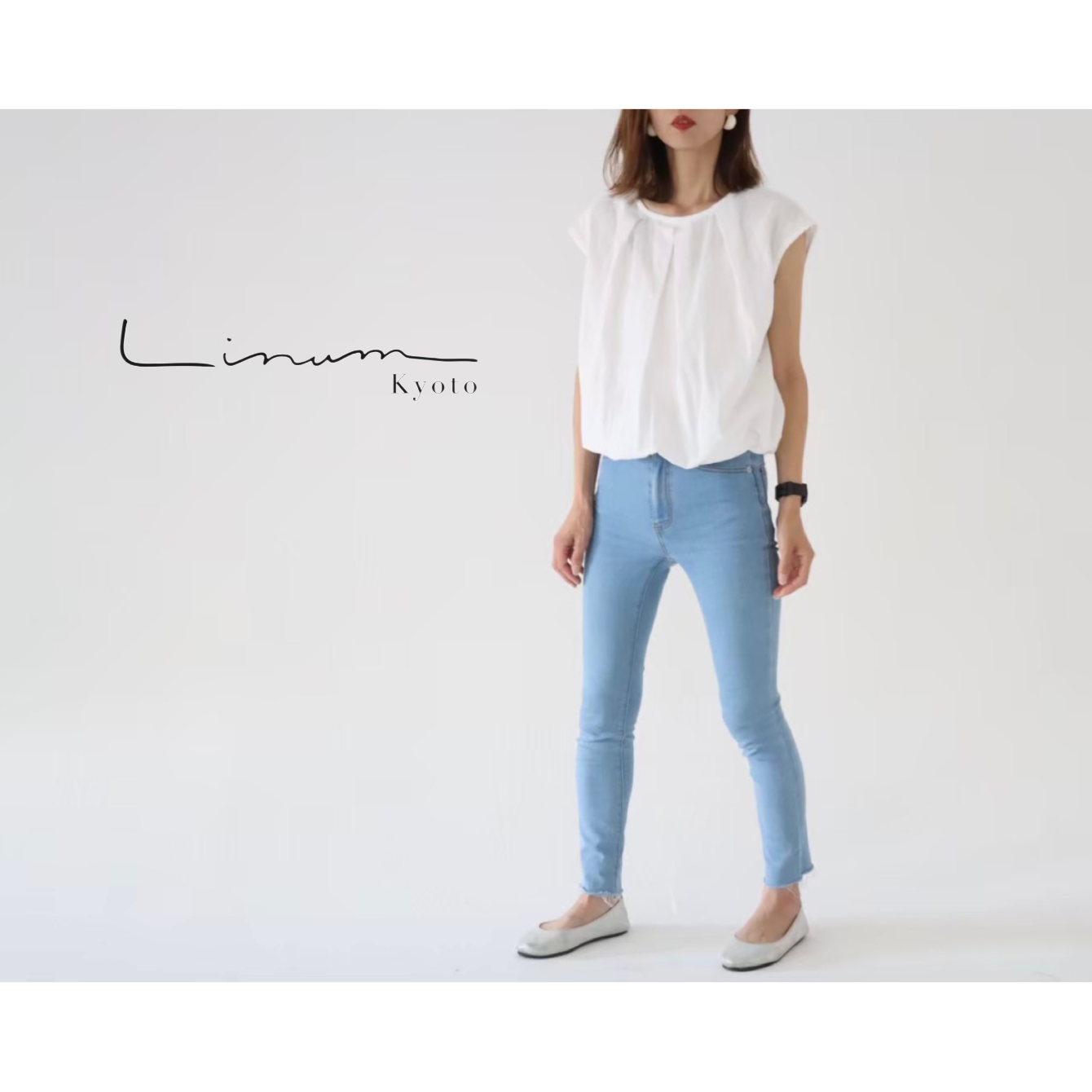 ダブルガーゼに包まれるトップス／ふんわり柔らかコットンダブルガーゼブラウス／フロントタック・バックタック／ホワイト