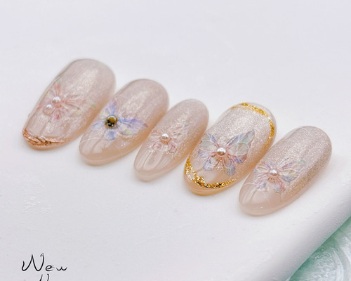 C'HER蝶々ネックレスハンドメイドネイルチップ d46d79610d8fa0afffe02889ada947