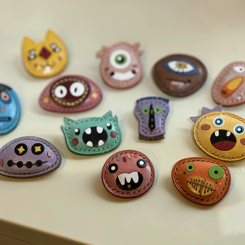 手縫い 革 ブローチ ハンドメイド ブローチ WALDEIN Tokyo 通販