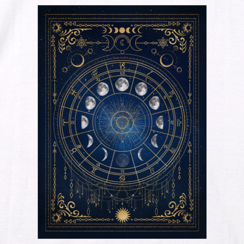 月の満ち欠け・12星座 Tシャツ WHITE・カラー（men&women） T