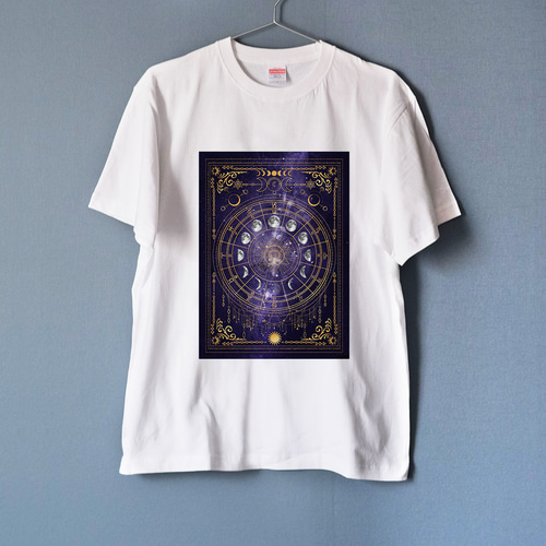 月の満ち欠け・12星座 Tシャツ WHITE・カラー（men&women） T