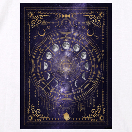 ★月の満ち欠け模様の袋帯　o-55 月の満ち欠け・12星座 Tシャツ WHITE・カラー（men&women） Tシャツ